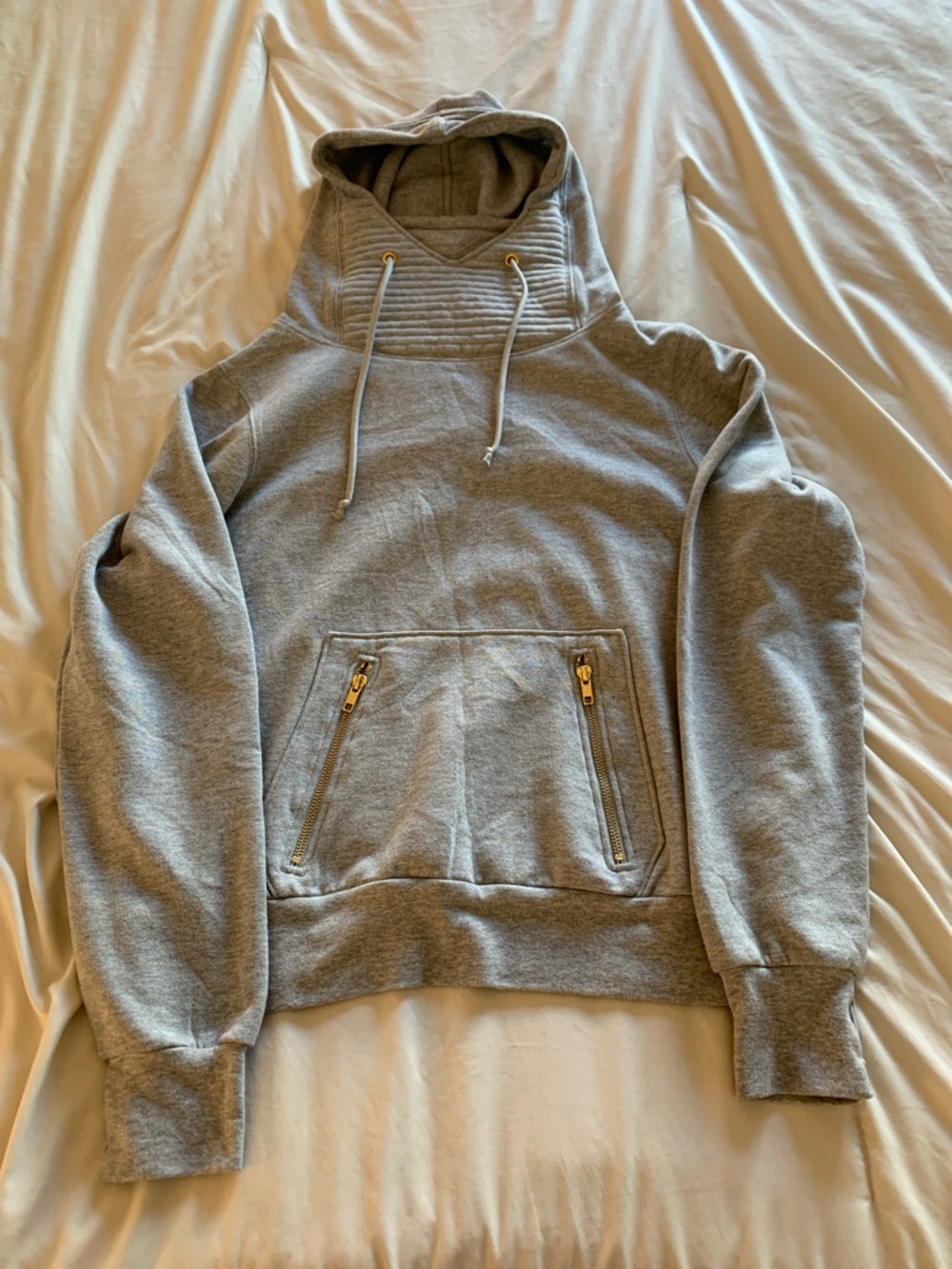 Grey Hooded Sweatshirt with Zip Pockets